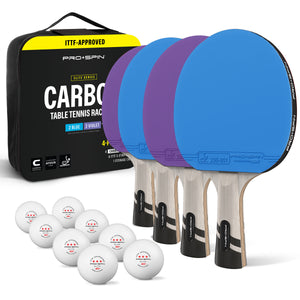 Carbon Fiber Ping Pong Paddles - 4-Player Competition Set