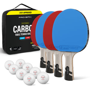 Carbon Fiber Ping Pong Paddles - 4-Player Competition Set